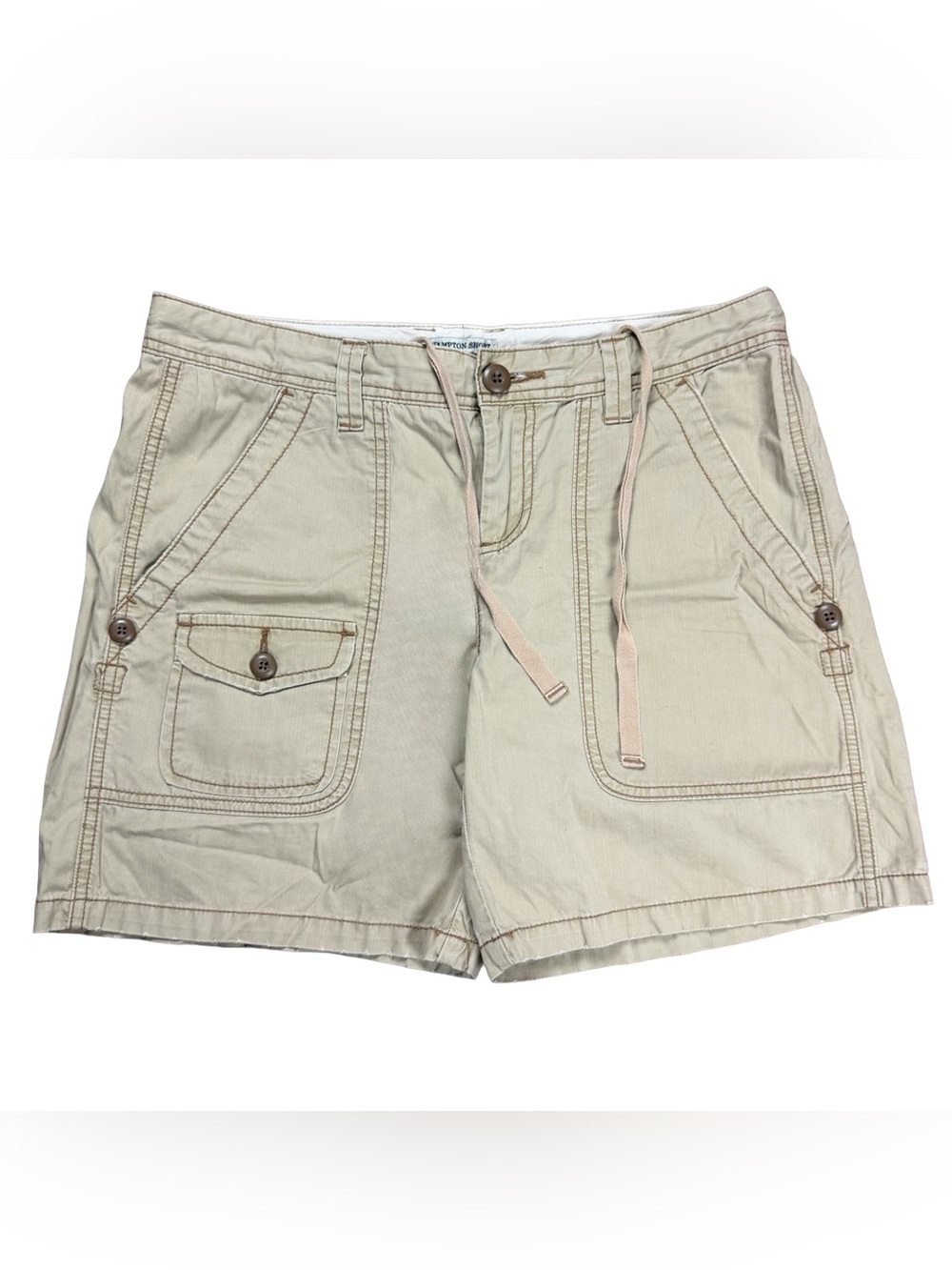 Vintage Y2K Women’s Polo Jeans Co Hampton Cute Front Pocket Tan Shorts Size 29